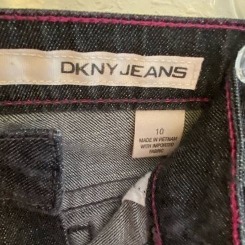 DKNY  Antiqued Black Boot Cut Mid Rise Cotton Jeans Pockets Size 10