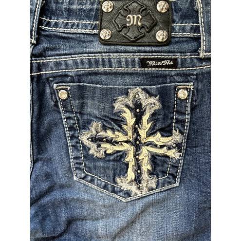 Miss Me  leather cross bootcut jean 31