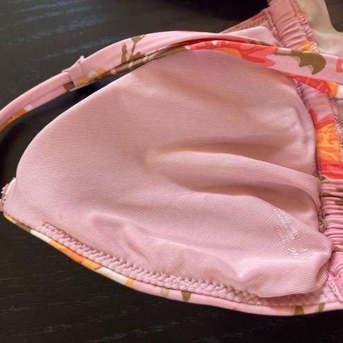 Aerie  pink floral triangle bikini, Size Small, removable pads, ruffles, beachy