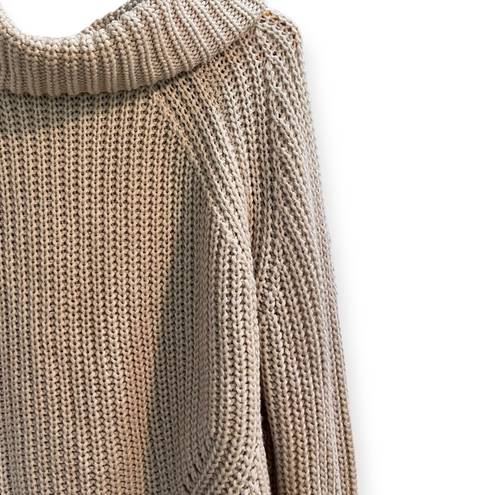 Moon & Madison Cream Oversized Crop Cowl Neck Chunky Knit Sweater Size Medium