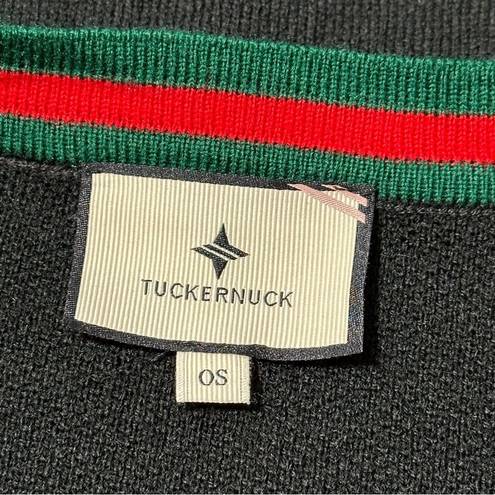 Tuckernuck  One Size Black Red Green Stripe Camden V Neck Sweater Knit Poncho