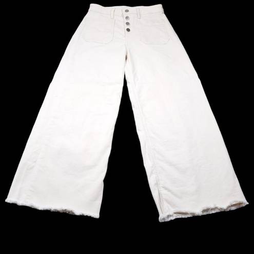 Elizabeth and James  Carmine Cropped Button Fly Wide Leg Jeans Size 26 Cream