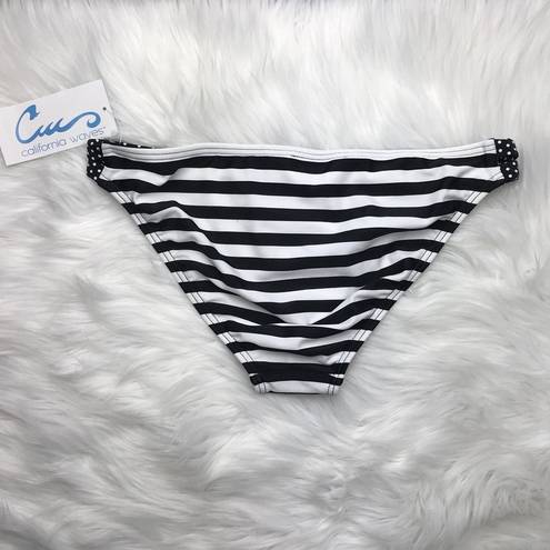 California Waves  Contrast striped Polka dot Strappy Bikini Bottom Medium $28