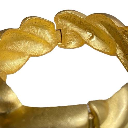 Twisted Vintage  Brushed Gold Tone Hinged Bangle Bracelet 8.5”