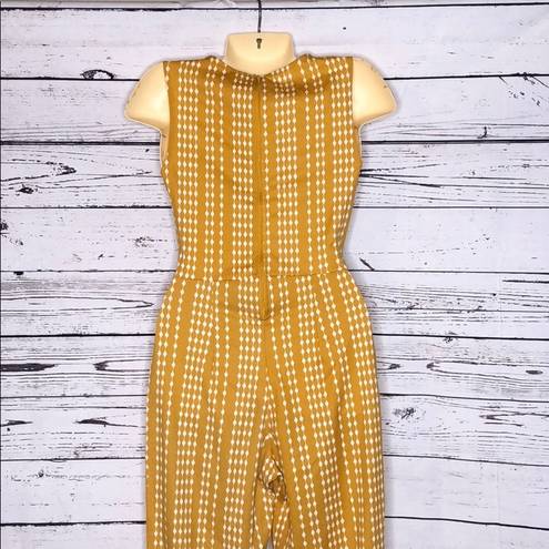 One Piece 205 Collins Size S Golden Yellow & White Geometric Print  Pant Jumpsuit