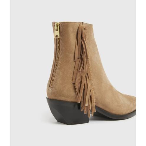 ALLSAINTS 💕💕 Layla Suede Fringe Boots ~ Cognac Sand Brown ~ 38 NWT (No Box)