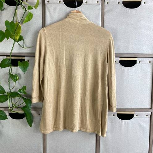 J.Jill  line 3/4 sleeve tan open cardigan