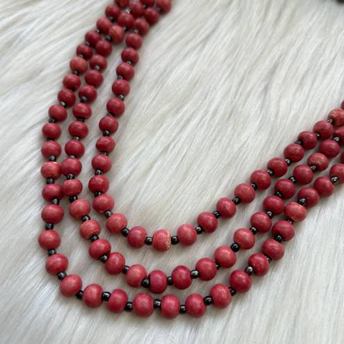 Vintage red multi strand necklace