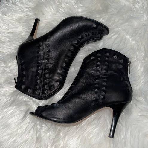 Butter Soft Cynthia Vincent Black  Leather Open Toe Booties