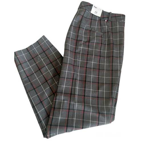 Tommy Hilfiger 𝅺 plaid skinny pants flex PLUS SIZE 24 Flattering career Gray Red