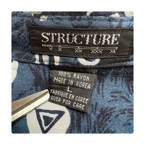 Structure ★ Vintage 90’s  Pattern Casual Button Down - Blue/White ★