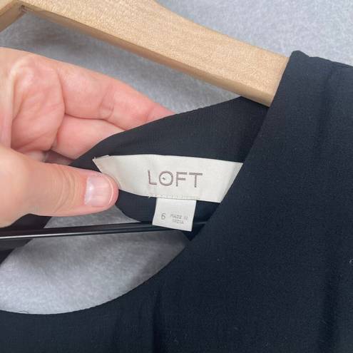 The Loft  Romper Womens 6 Black Tie Front Short Sleeve Back Cutout Pockets Summer