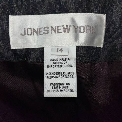 Jones New York VTG  Sz 14 Gray & Navy Blue Tapestry Virgin Wool Blend Trench Coat