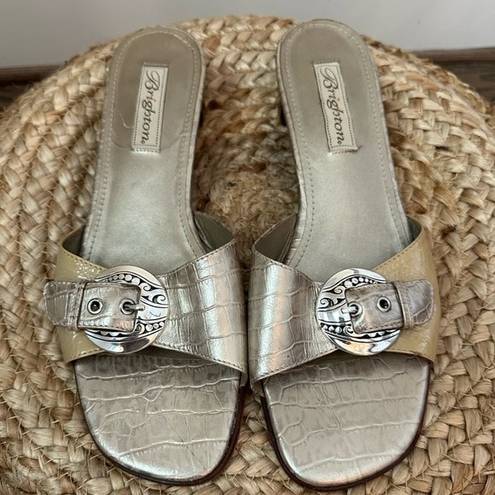 Brighton  “Lyric” Platinum Buckle Mule Dressy sandals Size 9 M