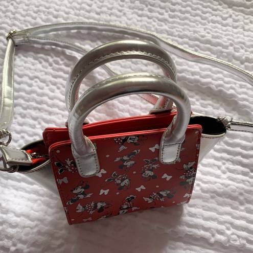 Disney Minnie Mouse  Parks Small Crossbody Bag Silver and Red BNWOT