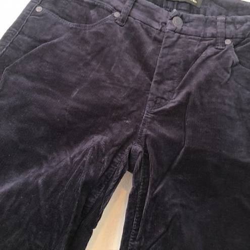 Talbots  Flawless Frayed Hem Cord Slim Leg Navy Blue Corduroy Pants Cropped Ankle