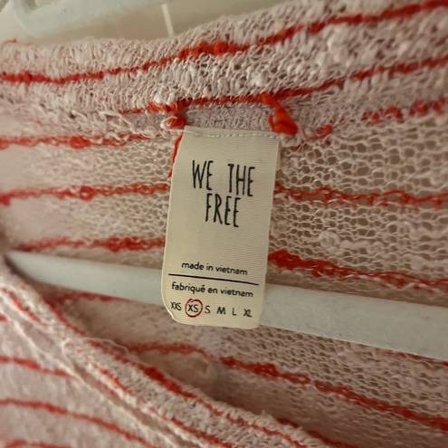 We The Free Free People Red Cream Striped Sweater