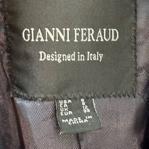 Gianni Feraud Wool Coat Designed in Italy Navy Herringbone Wool Blend Size 8