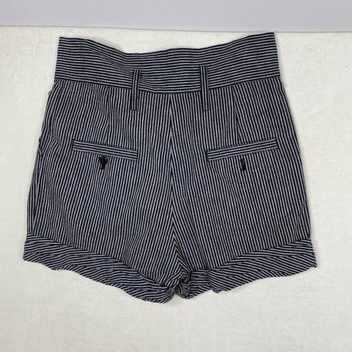 3.1 Phillip Lim  Black Linen Blend Pinstripe High-Rise Paper Bag Shorts Size 8