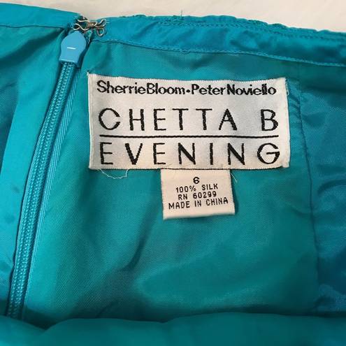 Chetta B  beaded, silk pencil skirt blue size 6