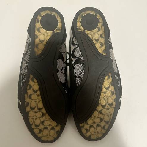 Coach  Signature Hilary Monogram Logo Canvas Black Suede Sneakers 6.5 RARE