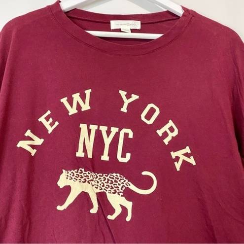 Treasure & Bond  Women’s NYC Cheetah Long Sleeve Tee Burgundy Size Large NWT