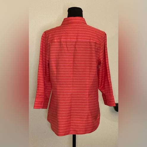 Coldwater Creek - Long sleeve striped pink button down blouse size Medium