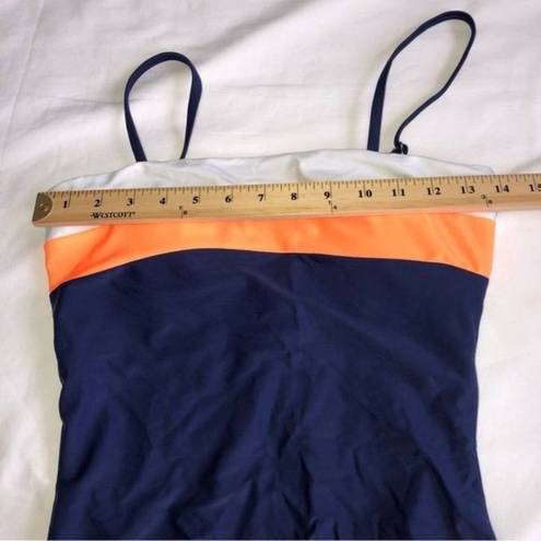 Relleciga  One Piece Swimsuit Blue Orange White Size Medium Modest Paris NEW