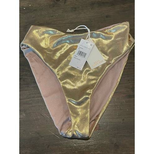 Good American NWT  Sz 1 S High Waist Gold Mink Metallic Bikini Bottom Reversible