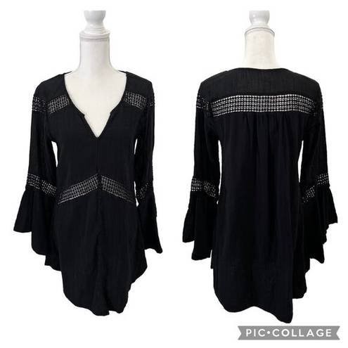 l*space L* Bloomfield Swim Cover Up Tunic Cotton Dress Black Size Large Beach Pool