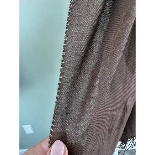 Edge Cashmere Scarf Italy Brown Fringe Long 70”x 29” Classic Fringe Raw  Unisex