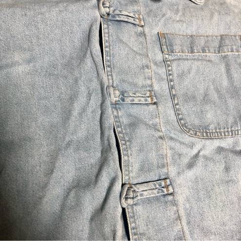 Liz Claiborne Vintage 90s Liz Wear Jean Shacket Light Wash Denim Chambray Unique Button sz Med