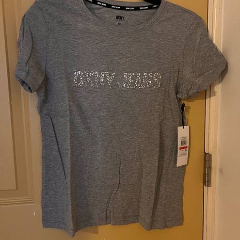 DKNY  Jeans Women's Rhinestone Logo Crewneck TShirt NWT size XS