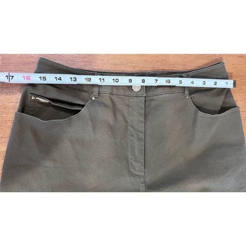 St. John  SPORT MARIE GRAY OLIVE GREEN PANTS WOMENS SIZE 10