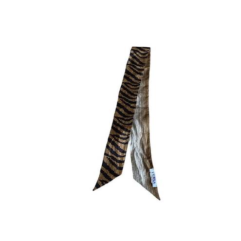 Furla  Women's Black & Brown Modern Zebra Print Scarf One Size