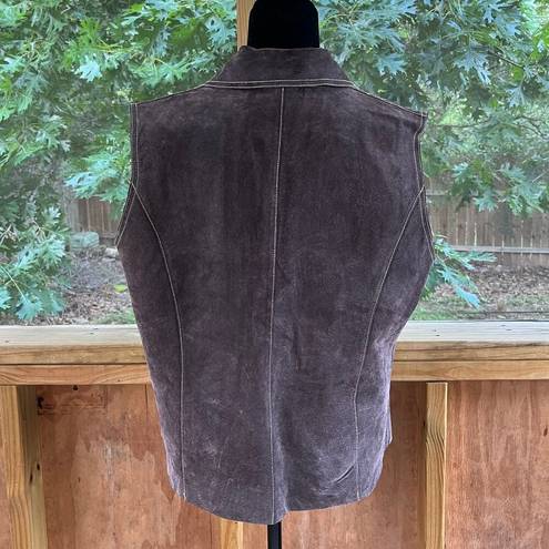 Coldwater Creek  Women's Vintage 100% Leather Suede Vest Brown Size XL
