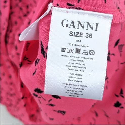 Ganni EUC  Barra Button Down Shirt Hot Pink Pattern