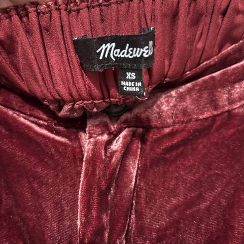 Madewell Velvet Tapered Pleat Pants XS