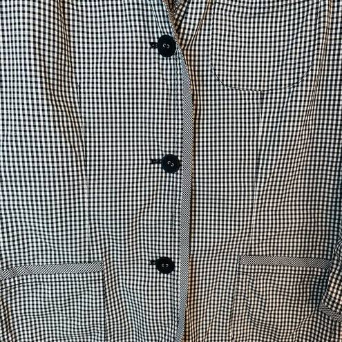 Talbots  Gingham Lightweight Cotton Blazer Black White Size 6