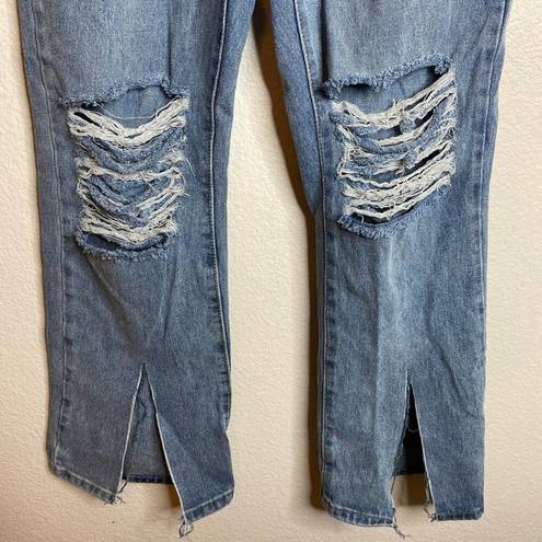 Dolls Kill Momokrom  Slashed Knee Split Hem Hi Rise Denim Jeans Distressed Us 6