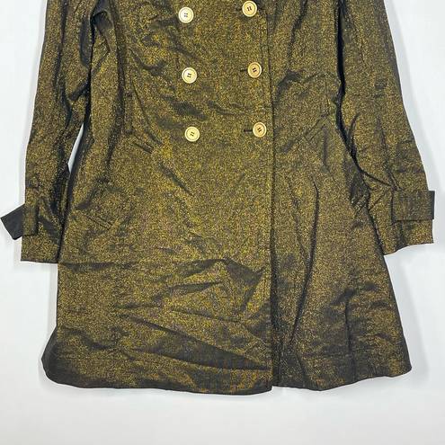 Wet Seal NEW  Vintage Y2K Trench Coat L Gold Metallic Double Breasted Deadstock