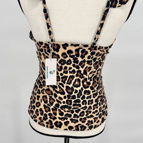 Beachsissi Leopard Ruffle V Neck Tummy Control Tank Swimsuit Size Medium