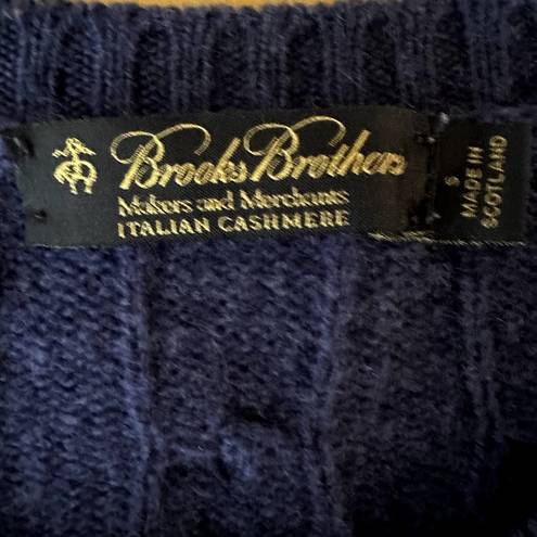 Brooks Brothers  100% Italian Cashmere Sweater Cable Knit Crew Neck Blue S