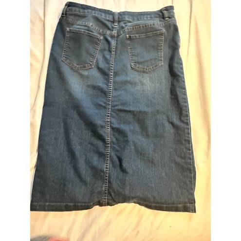 Krass&co NY& modest denim midi length button front jean skirt 12