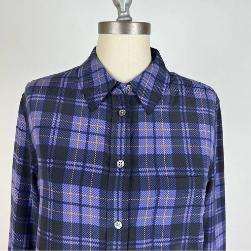 Equipment  Signature slim-fit silk shirt in Purple Plaid