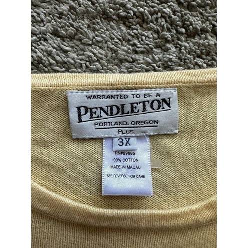 Pendleton  Top Women’s Size XXXL 3XL Yellow Crew Neck Comfort Fine Knit Cotton​​