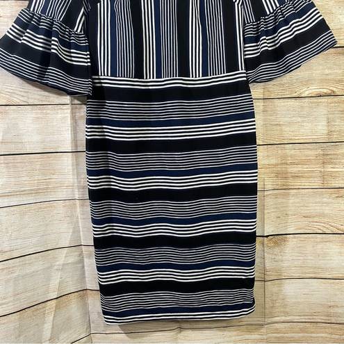 ECI striped v-neck bell sleeves dress women’s Size 6