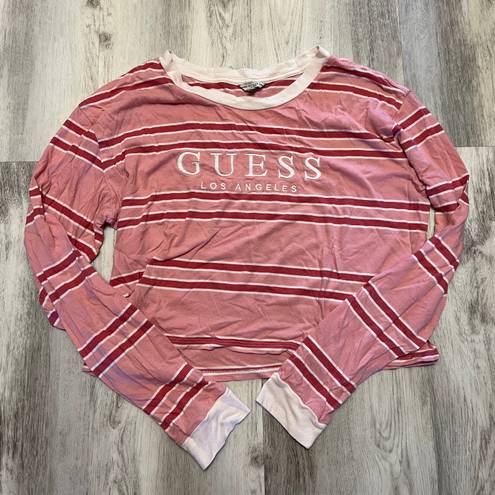 GUESS pink striped crop top