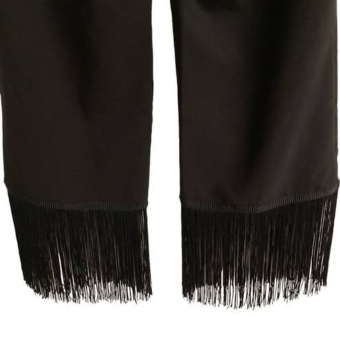 Lulus  Catch a Crutch black fringe crop womens pants L