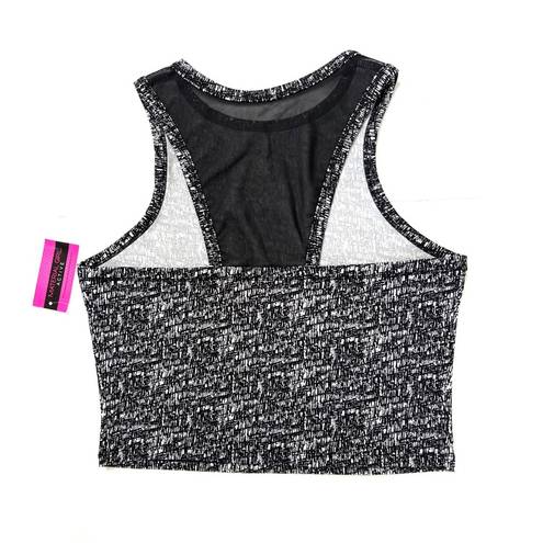 Madden Girl Material Girl Active Noir Spacedye Print Athletic Crop Racerback Tank To…